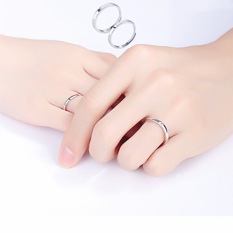 2 Pcs Sun Moon Lover Couple Rings Simple Opening Ring For Couple Men Women Wedding Engagement Promise Valentine&#39;s Day Jewelry