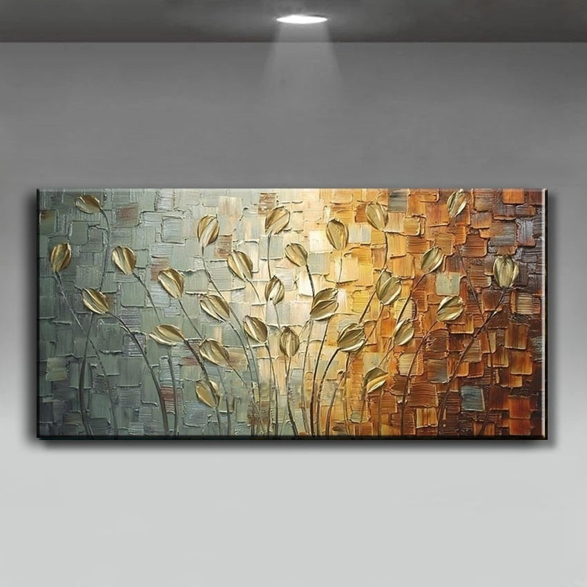 Nordic Art Abstract Leaves Flowers Oil Painting on Canvas Wall Art Posters Prints Wall Pictures for Living Room Home Cuadros