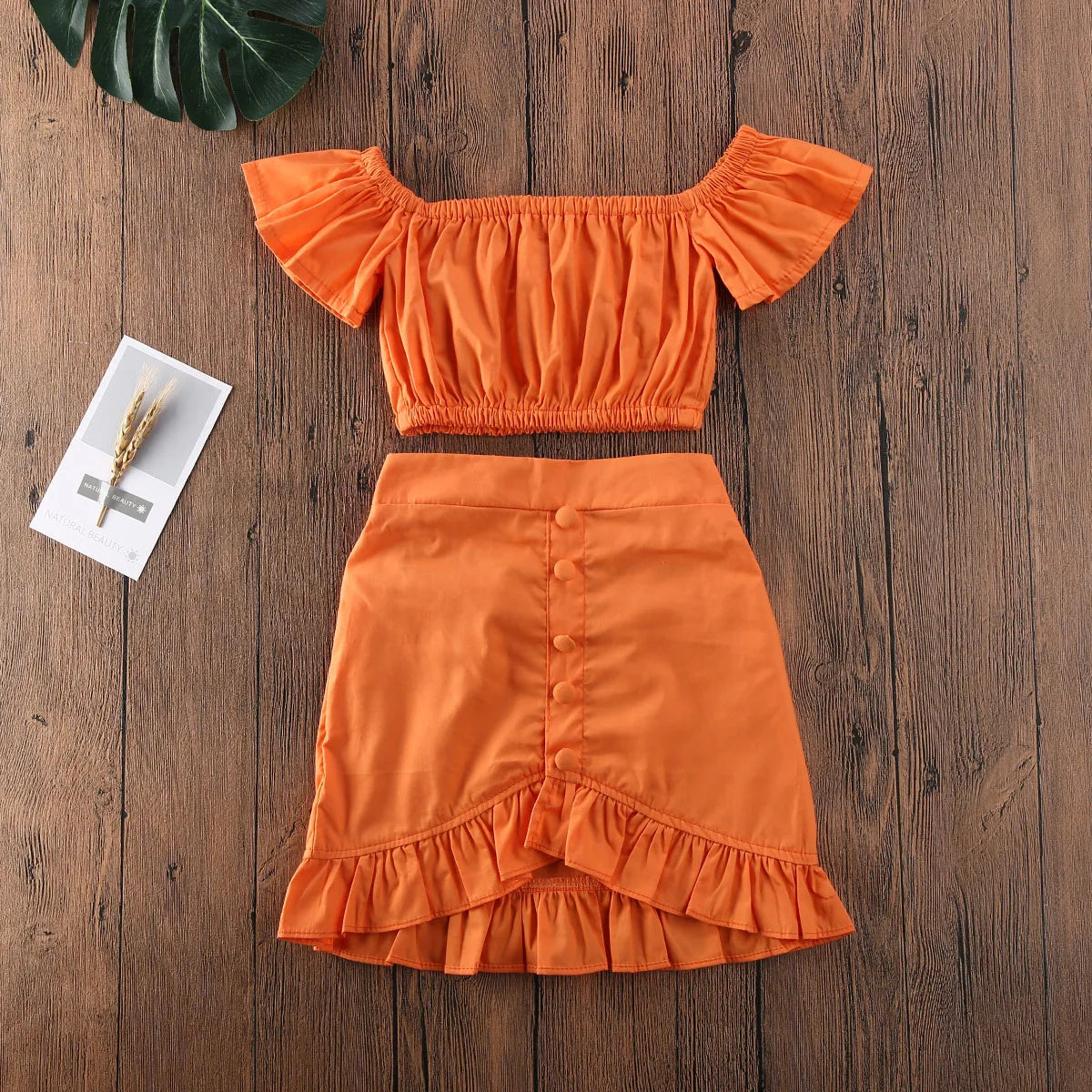 Orange Girls Sleeveless Summer Dress