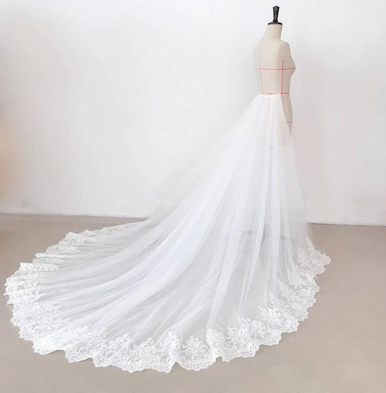 Lace removable Train Dress Tulle detachable skirt Dress Wedding Cocktail petticoat