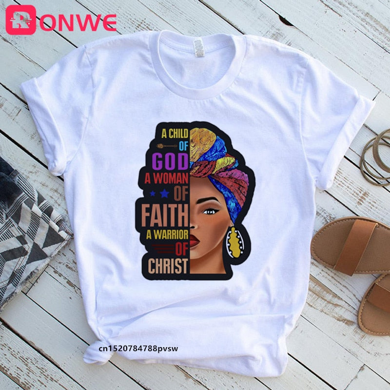 African Lady Women Tee Black Girl History Month T-shirt Melanin Top-tee shirt-Top Super Deals-Free Item Online