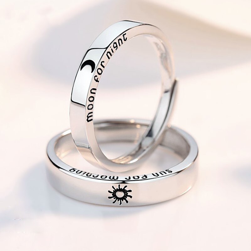 2 Pcs Sun Moon Lover Couple Rings