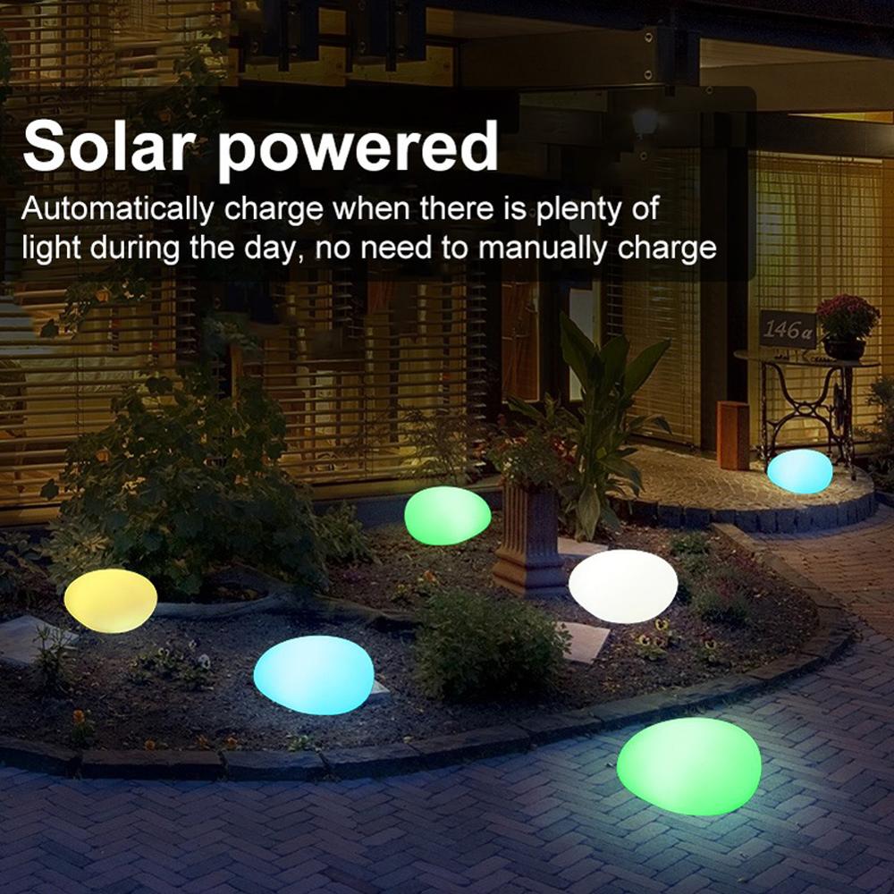 Solar Garden Lights, Glow Cobble Stone Shape Outdoor Solar Light Waterproof Color Changing Landscape Lights with Remote, 1 PCS