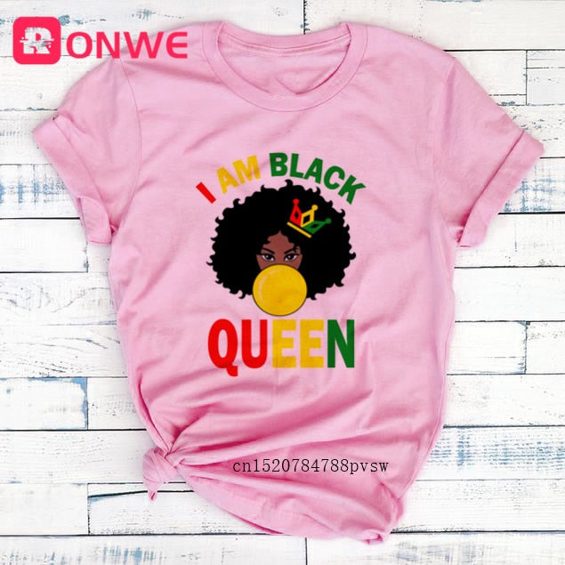 African Lady Women Tee Black Girl History Month T-shirt Melanin Top-tee shirt-Top Super Deals-P6028B-Pink-M-Free Item Online