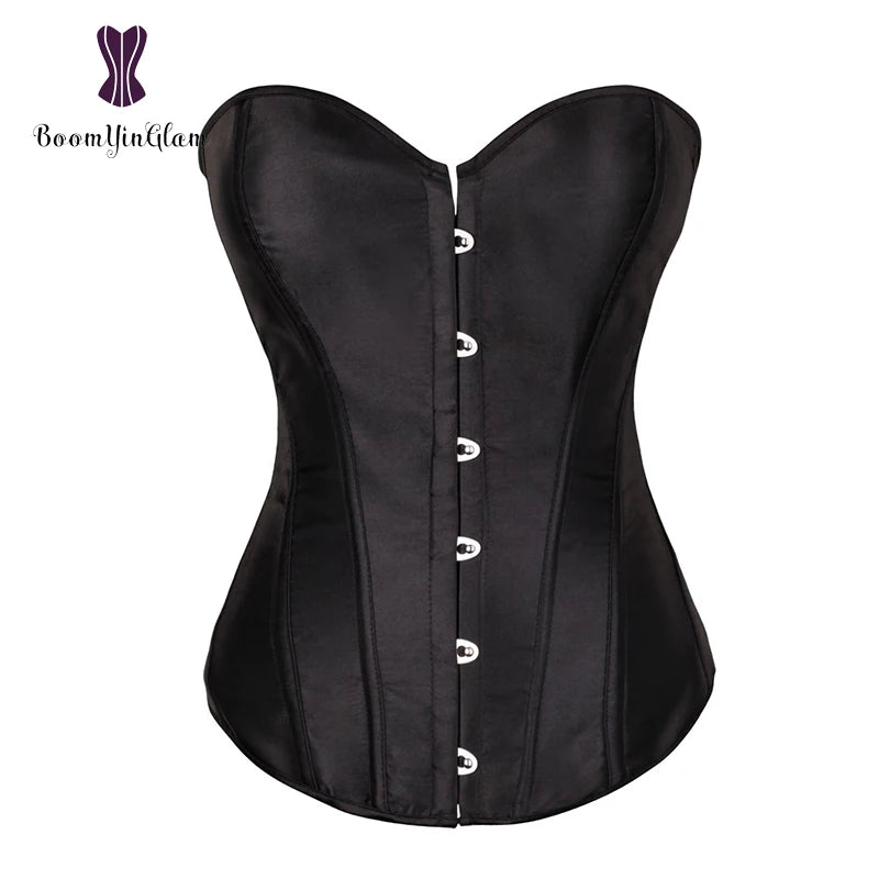 Plus Size Satin Body Shaperwear Women Sexy Corsets And Bustiers