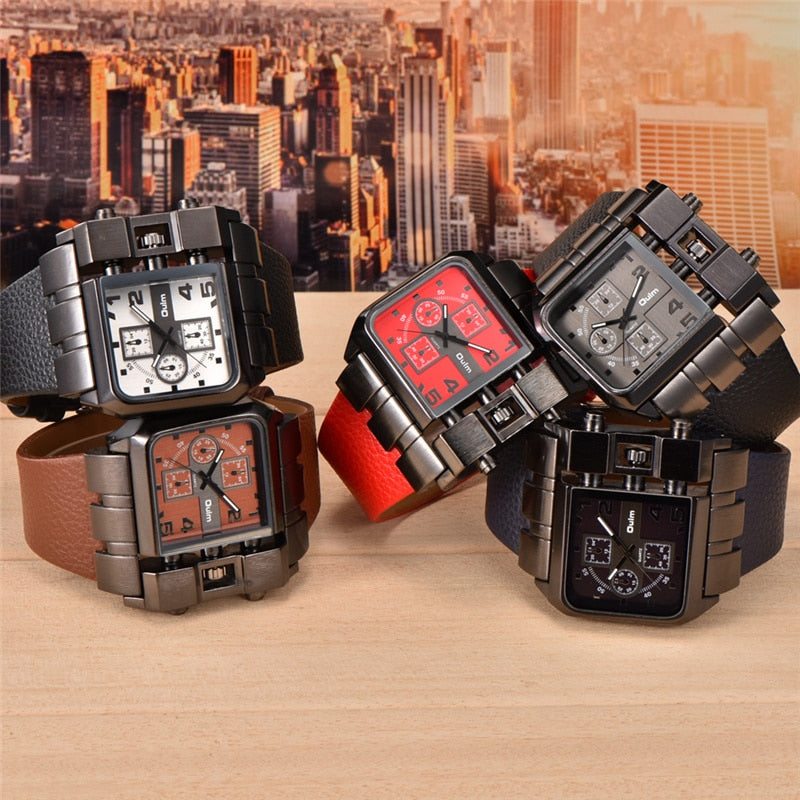 Oulm 3364 Casual Wristwatch Square Dial Wide Strap Men&#39;s Quartz Watch Luxury Brand Male Clock Super Big Men Watches montre homme