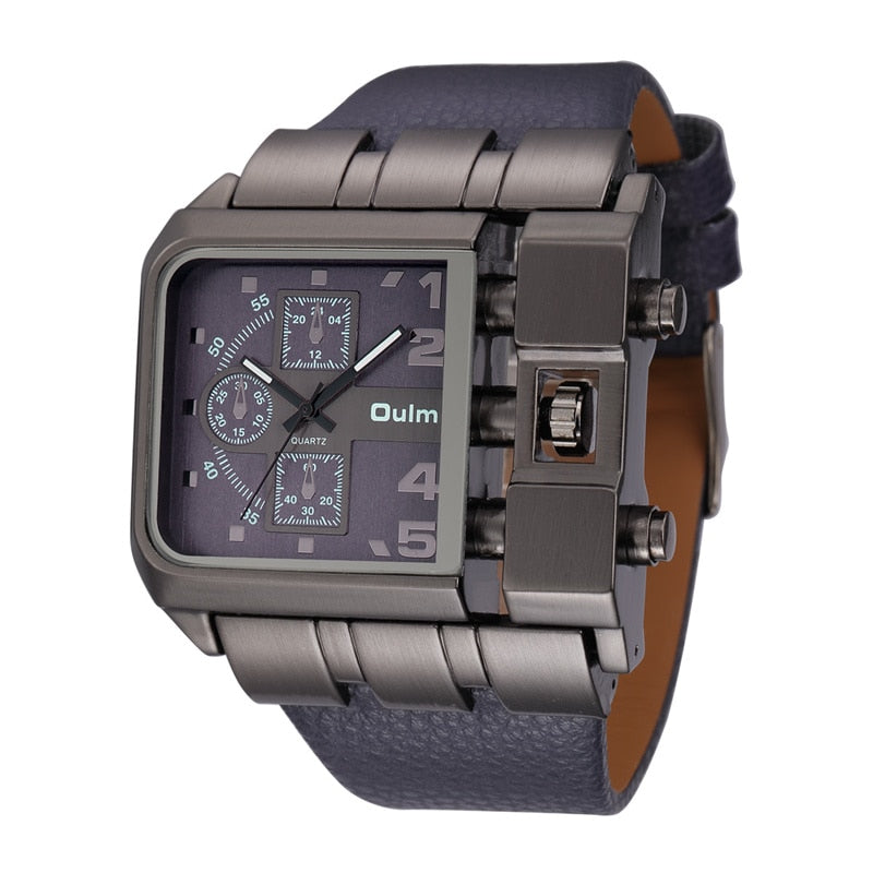 Oulm 3364 Casual Wristwatch Square Dial Wide Strap Men&#39;s Quartz Watch Luxury Brand Male Clock Super Big Men Watches montre homme