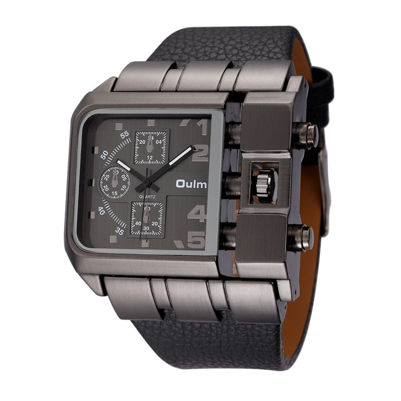 Oulm 3364 Casual Wristwatch Square Dial Wide Strap Men&#39;s Quartz Watch Luxury Brand Male Clock Super Big Men Watches montre homme