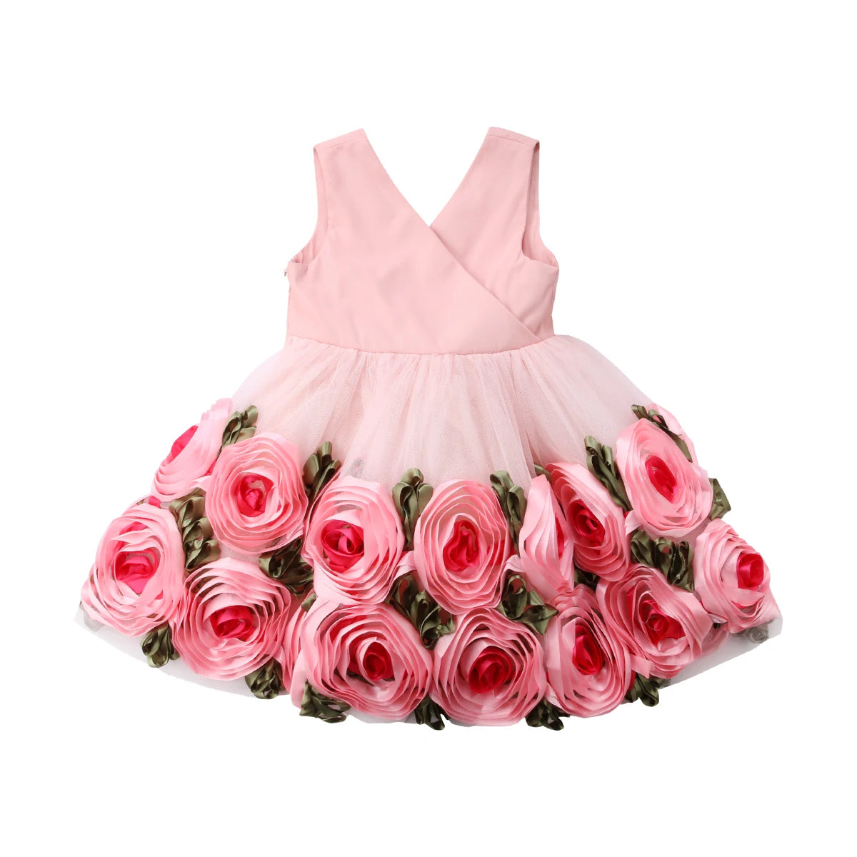 Toddler Kid Girls Flower Dress Princess Lace Rose Wedding Bridesmaid Tiered Tutu  Formal Party Dresses Girl Costumes 2-8T