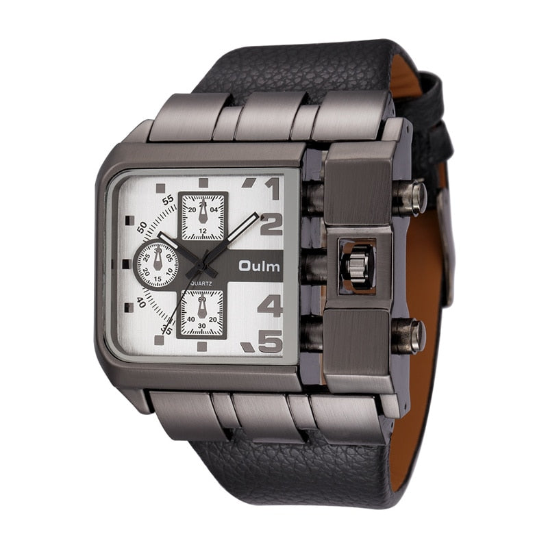 Oulm 3364 Casual Wristwatch Square Dial Wide Strap Men&#39;s Quartz Watch Luxury Brand Male Clock Super Big Men Watches montre homme