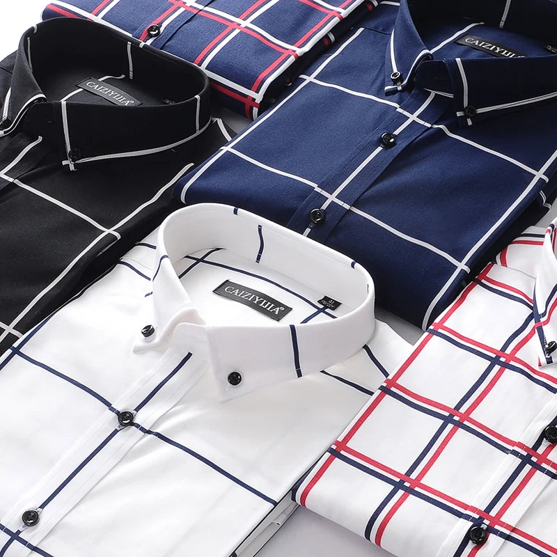 Men's Long-Sleeve Buffalo Plaid Shirt Standard-fit Gingham 100% Cotton Shirts