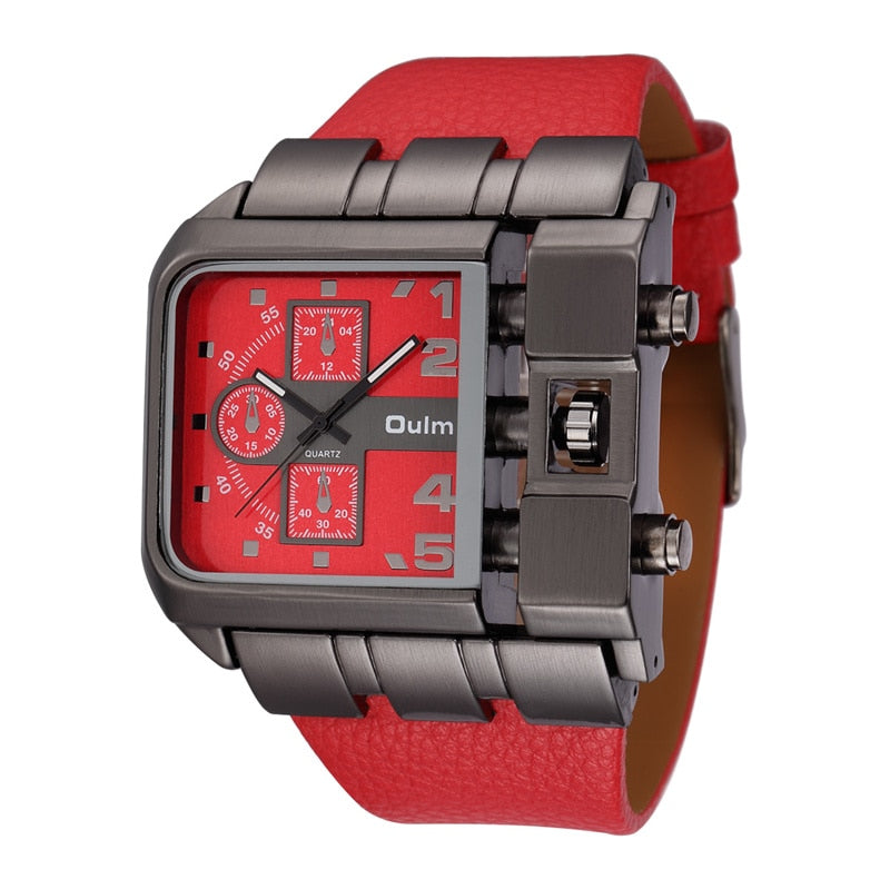 Oulm 3364 Casual Wristwatch Square Dial Wide Strap Men&#39;s Quartz Watch Luxury Brand Male Clock Super Big Men Watches montre homme