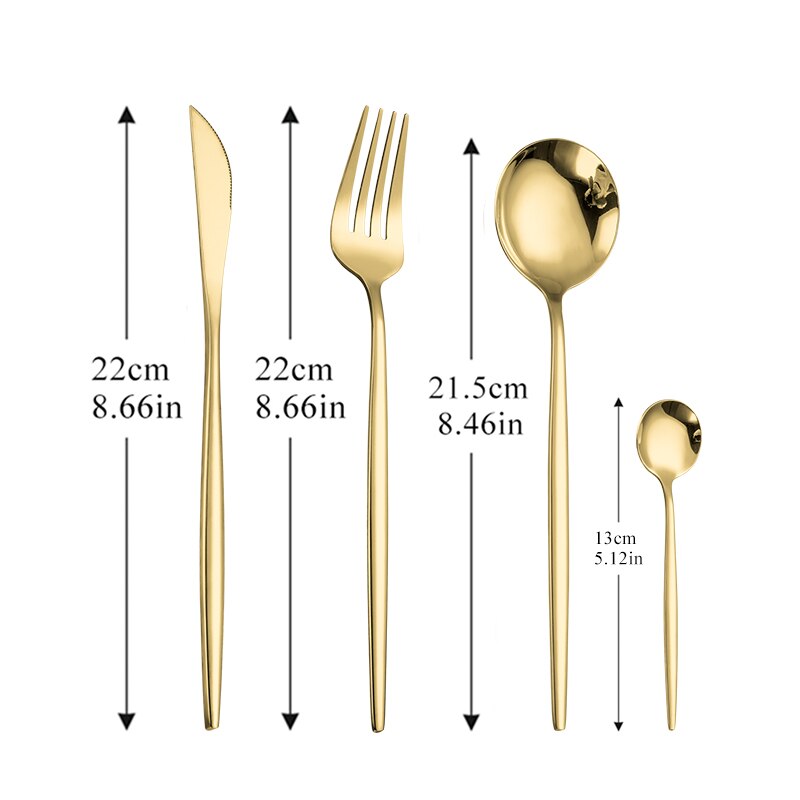 Stainless Steel Golden Cutlery Set Black Luxury Dinnerware Set
