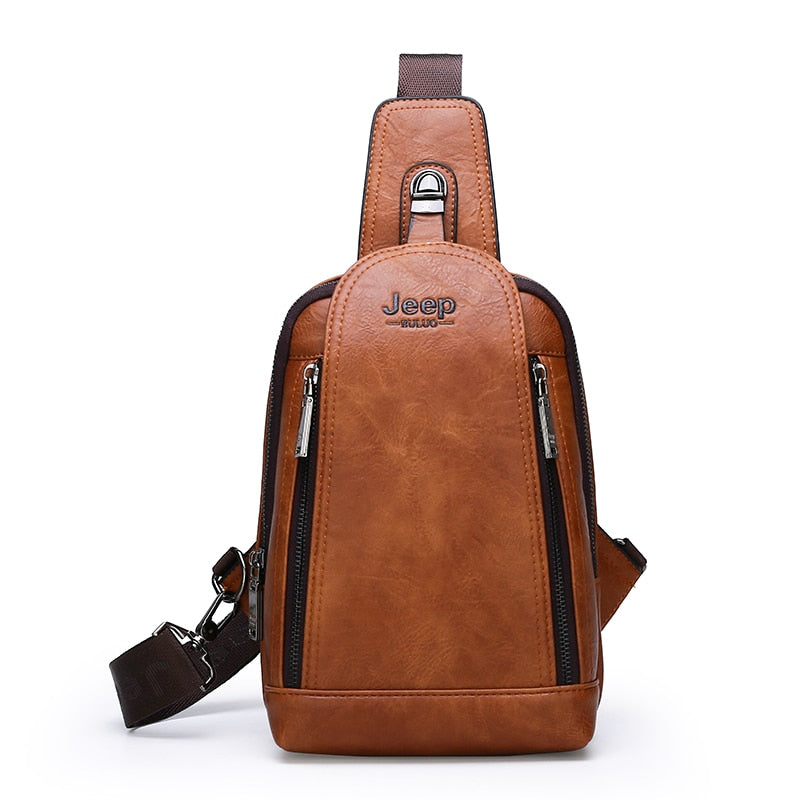 JEEP BULUO Brand Travel Hiking Messenger Shoulder Bags Men&#39;s Large Capacity Sling Crossbody Bag Solid Men Leather Bag