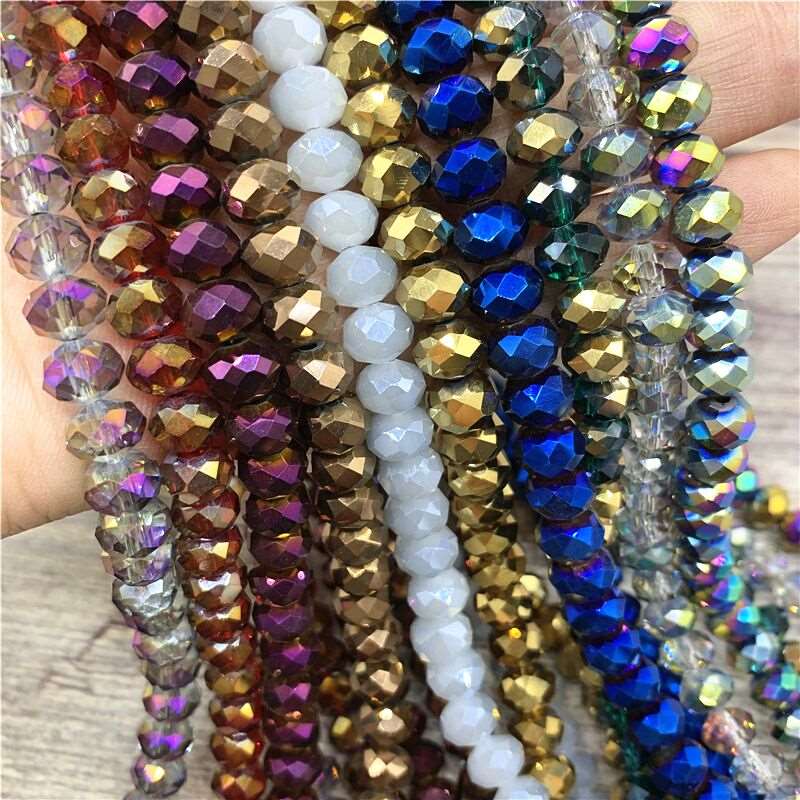 2X3/ 3X4/ 4X6/ 6X8mm Crystal Beads AB Multicolor Sapcer Glass Beads for Jewelry  Hand Ring Necklace Making DIY Wholesale
