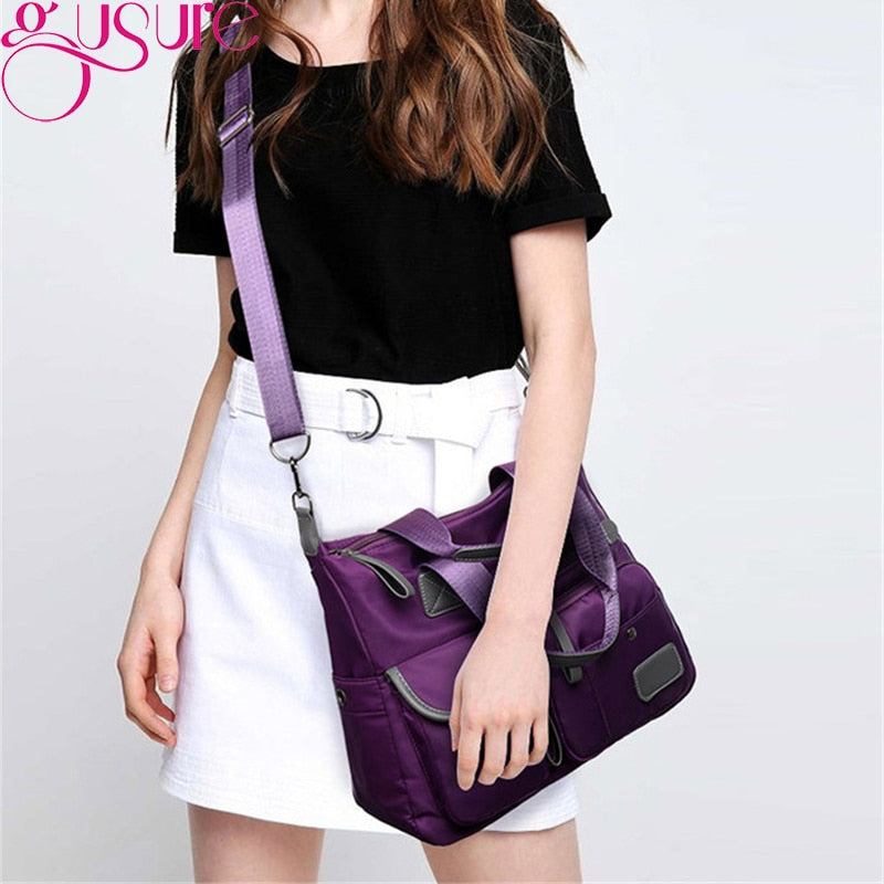 Gusure Women&#39;s Multi-pockets Shoulder Bag New Fashion Portable Outdoor Travel Zipper Multi-function Large Capacity Handbags
