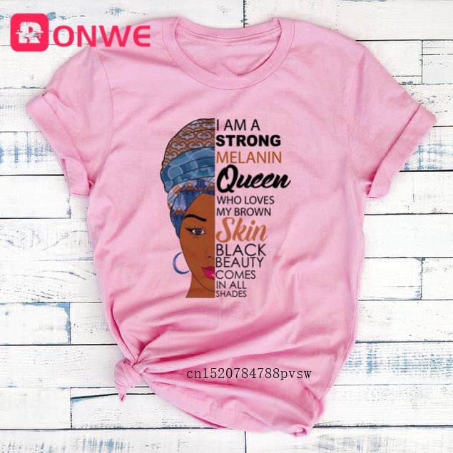 African Lady Women Tee Black Girl History Month T-shirt Melanin Top-tee shirt-Top Super Deals-Free Item Online