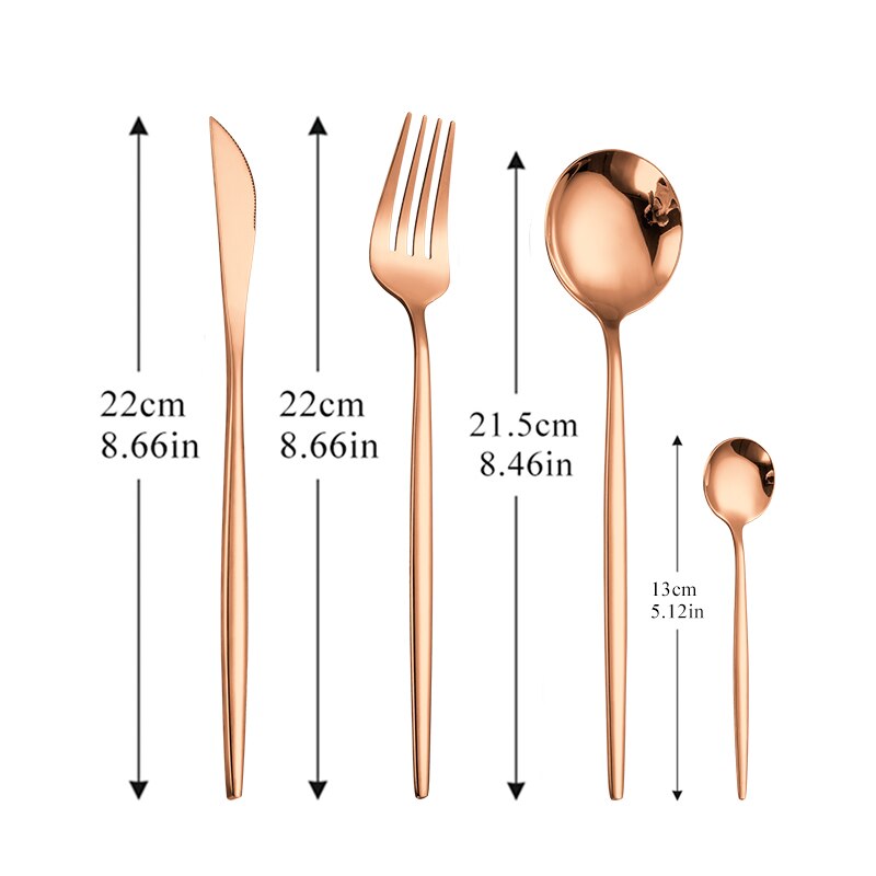 Stainless Steel Golden Cutlery Set Black Luxury Dinnerware Set