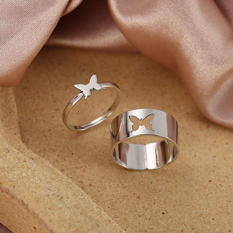 2 Pcs Sun Moon Lover Couple Rings Simple Opening Ring For Couple Men Women Wedding Engagement Promise Valentine&#39;s Day Jewelry