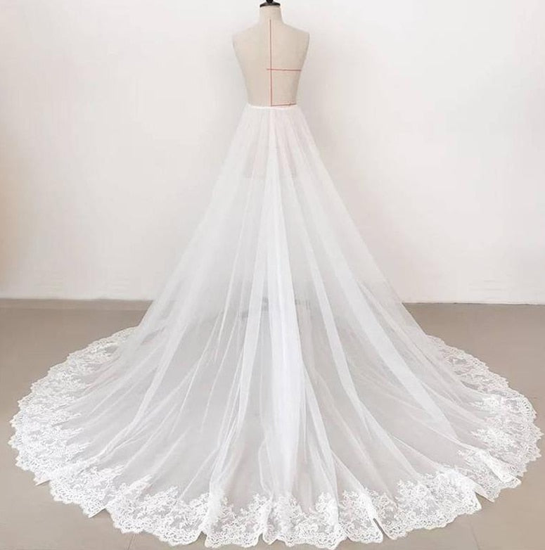 Lace removable Train Dress Tulle detachable skirt Dress Wedding Cocktail petticoat