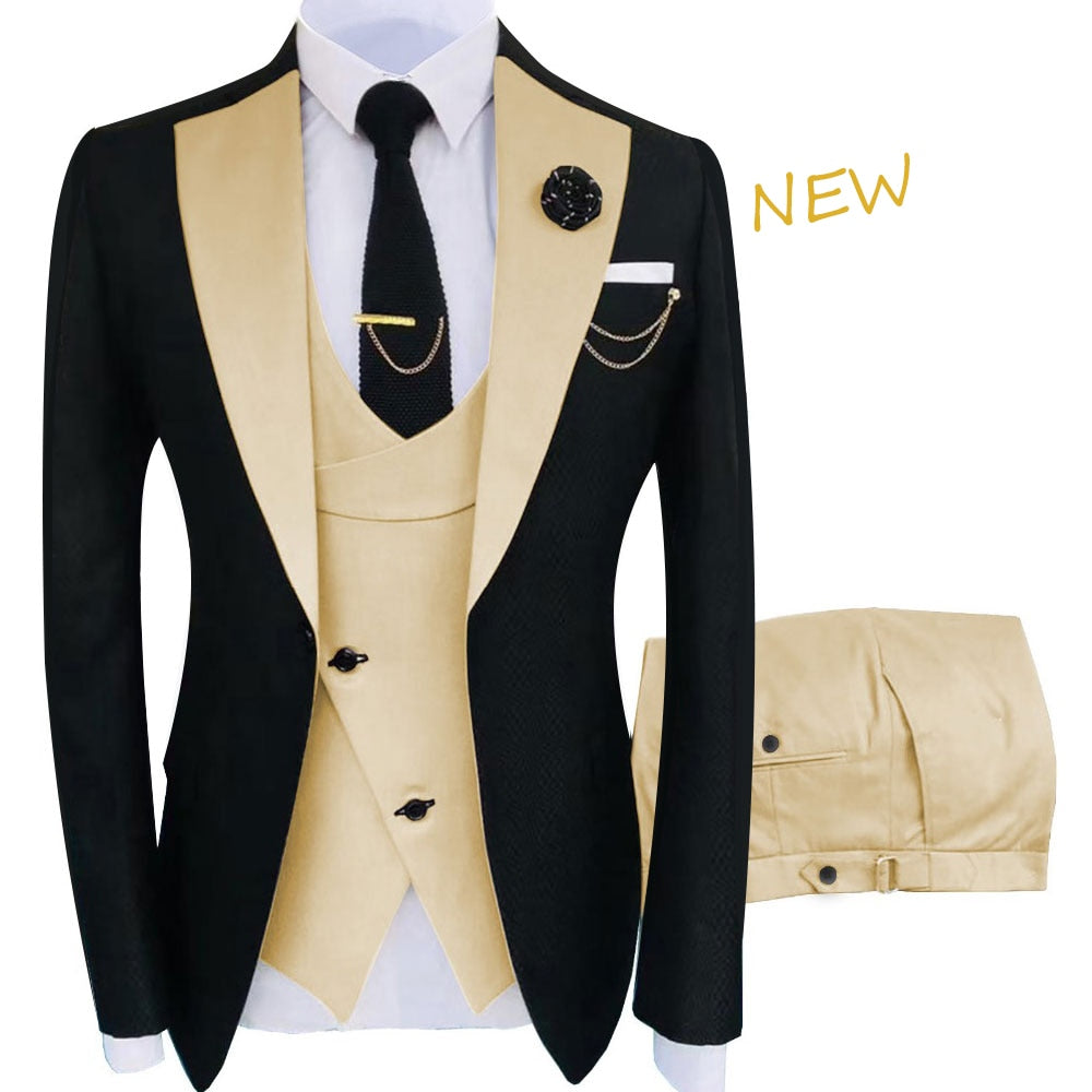 Slim Fit Blazers Ball And Groom Suits Fashion Wedding( Jacket + Vest + Pants )