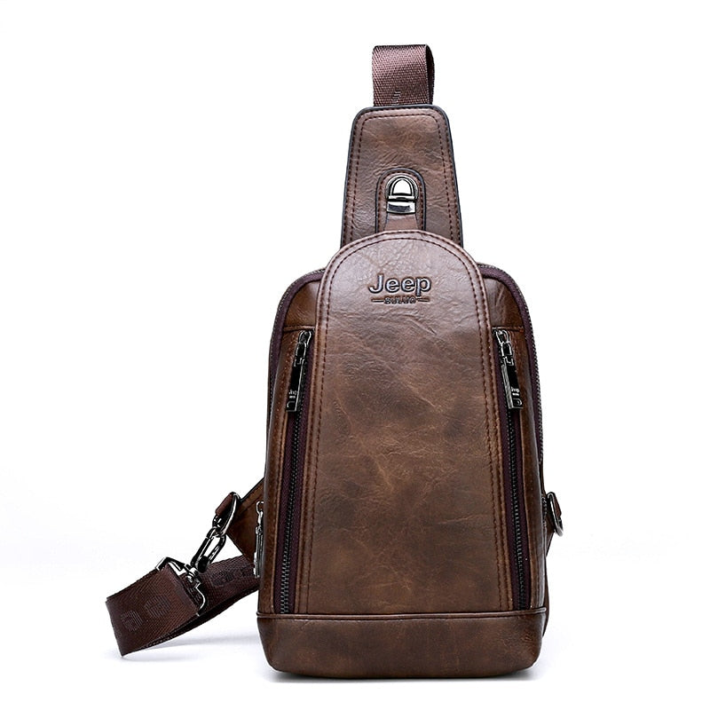 JEEP BULUO Brand Travel Hiking Messenger Shoulder Bags Men&#39;s Large Capacity Sling Crossbody Bag Solid Men Leather Bag