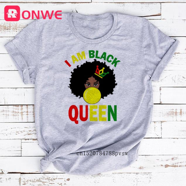 African Lady Women Tee Black Girl History Month T-shirt Melanin Top-tee shirt-Top Super Deals-Free Item Online