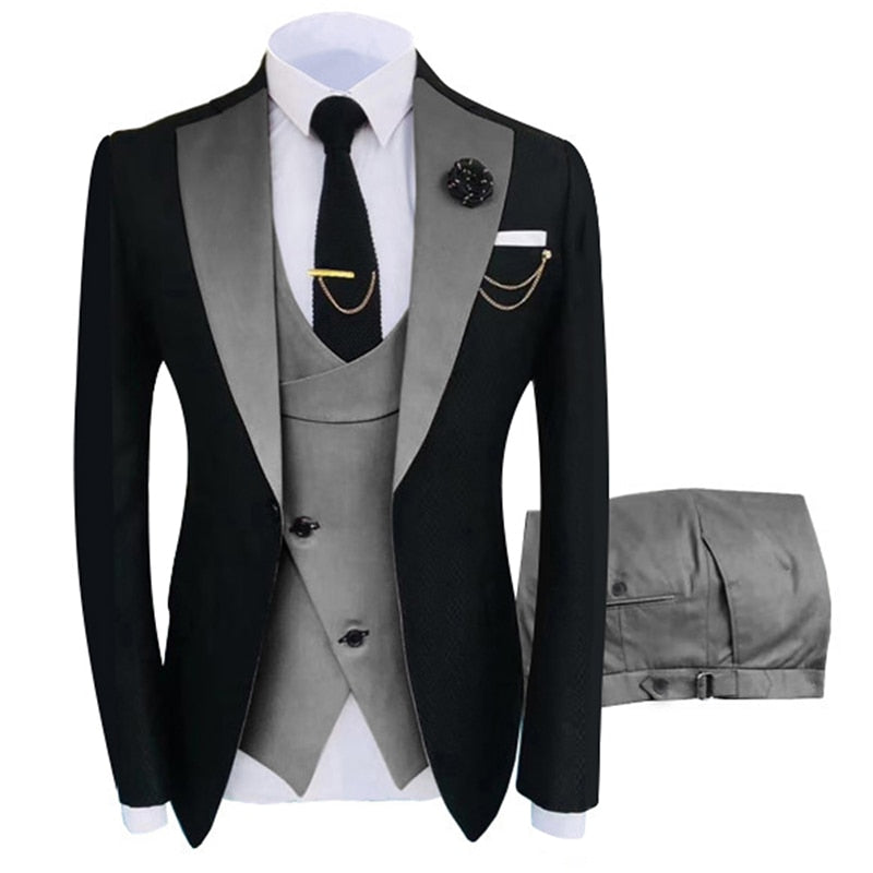 Slim Fit Blazers Ball And Groom Suits Fashion Wedding( Jacket + Vest + Pants )