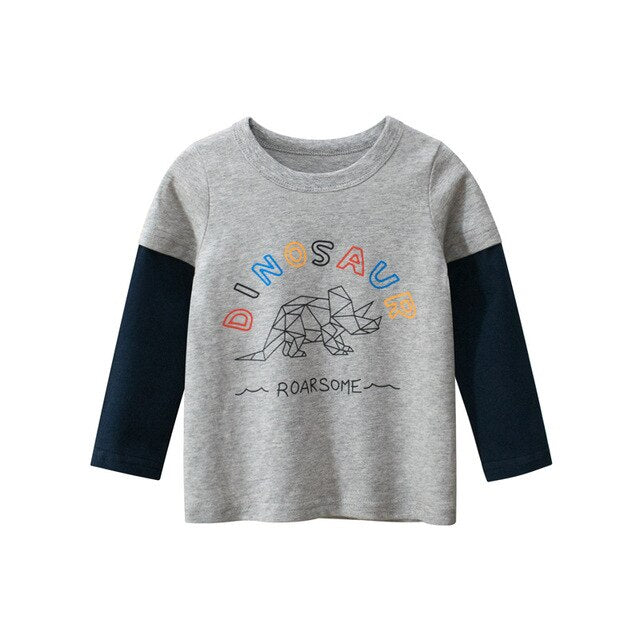 Kids Clothing T shirts Print Girls Boys Cotton Children Dinosaur shirt Baby Toddler Tops Cartoon Full  Long Sleeves  Clothes