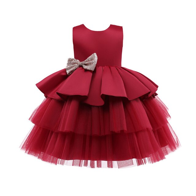 Kids Dress For Girls Strap Tulle Fluffy Princess Eleagnt Party Tutu Prom Dresses Children Wedding Evening Bowknot Gown 1-5 Years