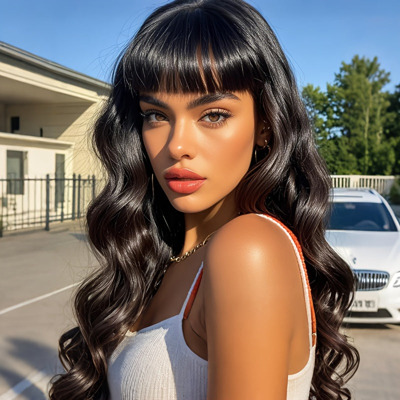 Long Wavy Bob Wig with Bangs