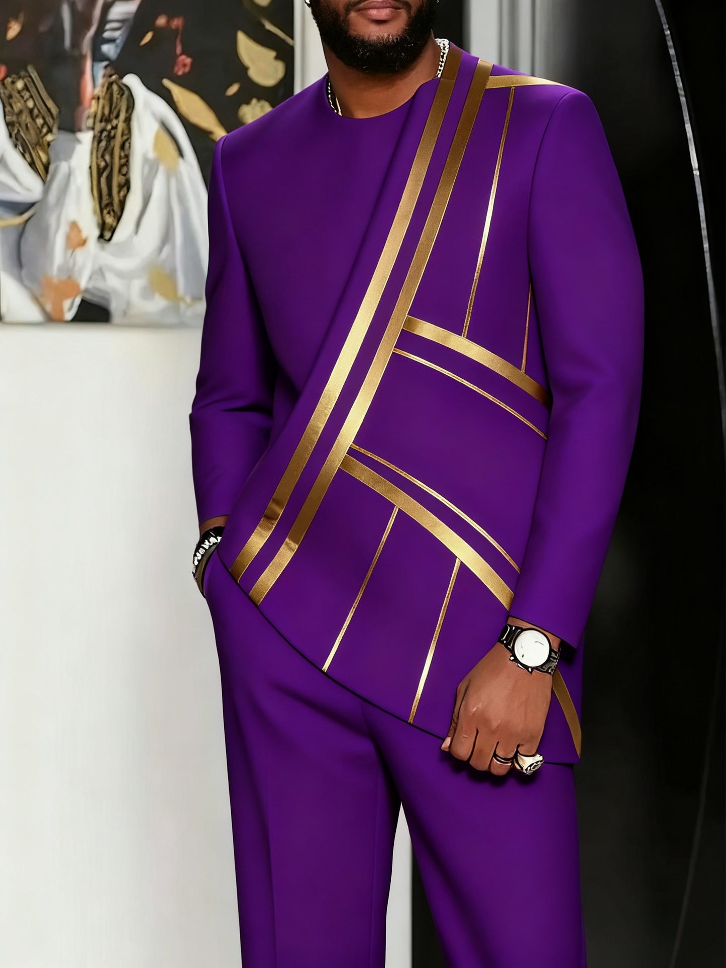 Men's Long-Sleeved Top and Pants Set