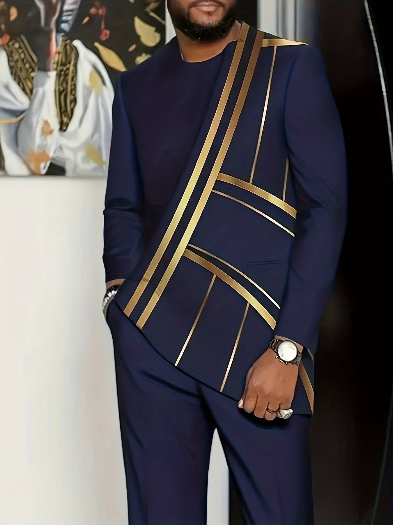 Men's Long-Sleeved Top and Pants Set