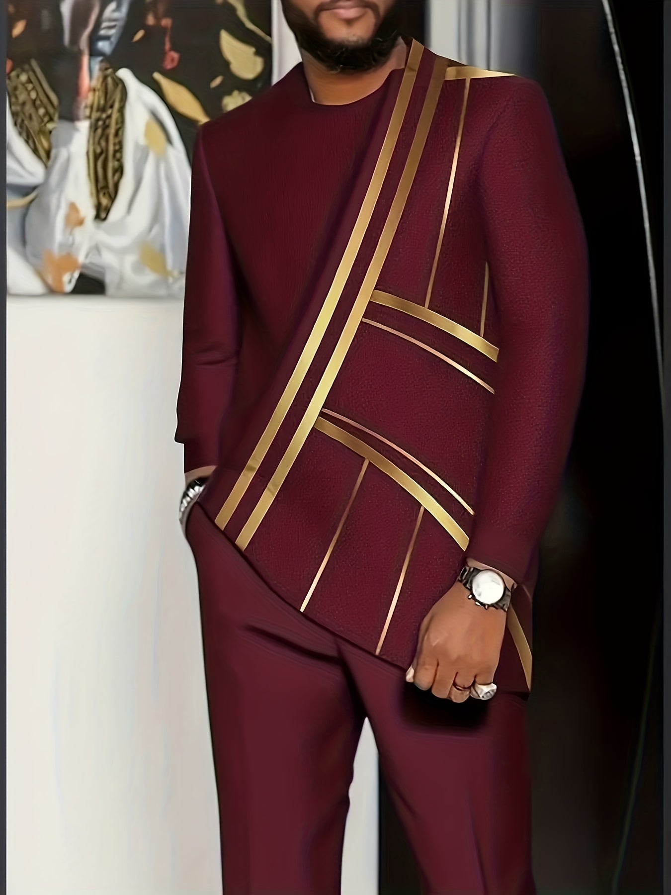 Men's Long-Sleeved Top and Pants Set