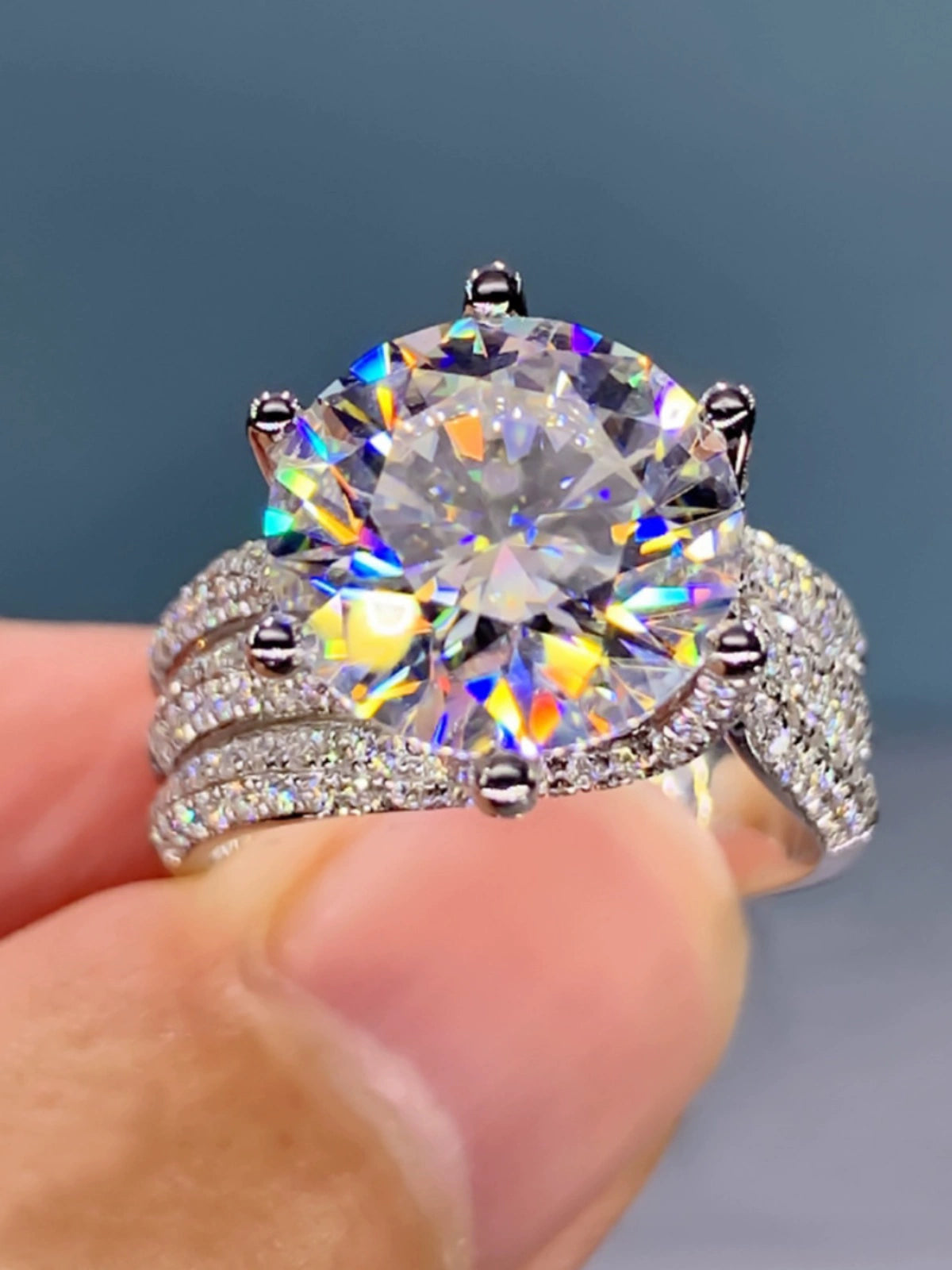 5 Karat Luxurious Cluster Moissanite Engagement Ring