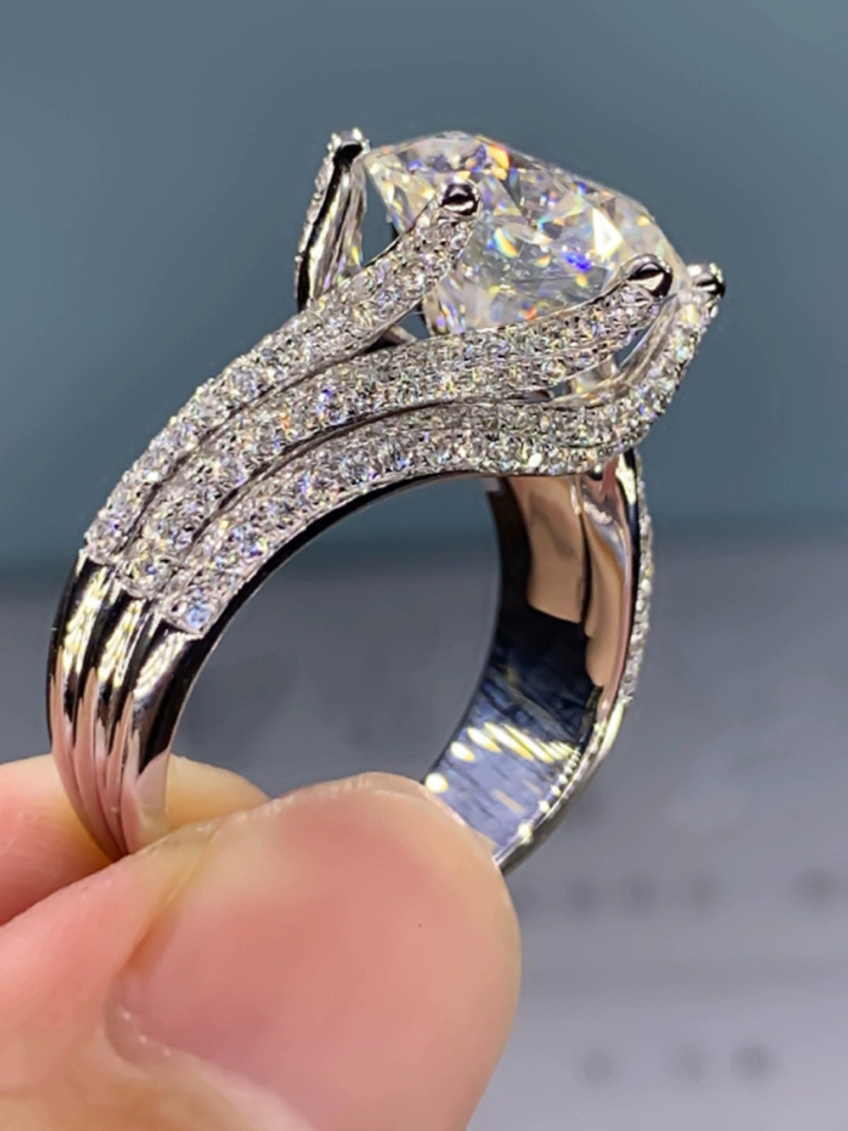 5 Karat Luxurious Cluster Moissanite Engagement Ring