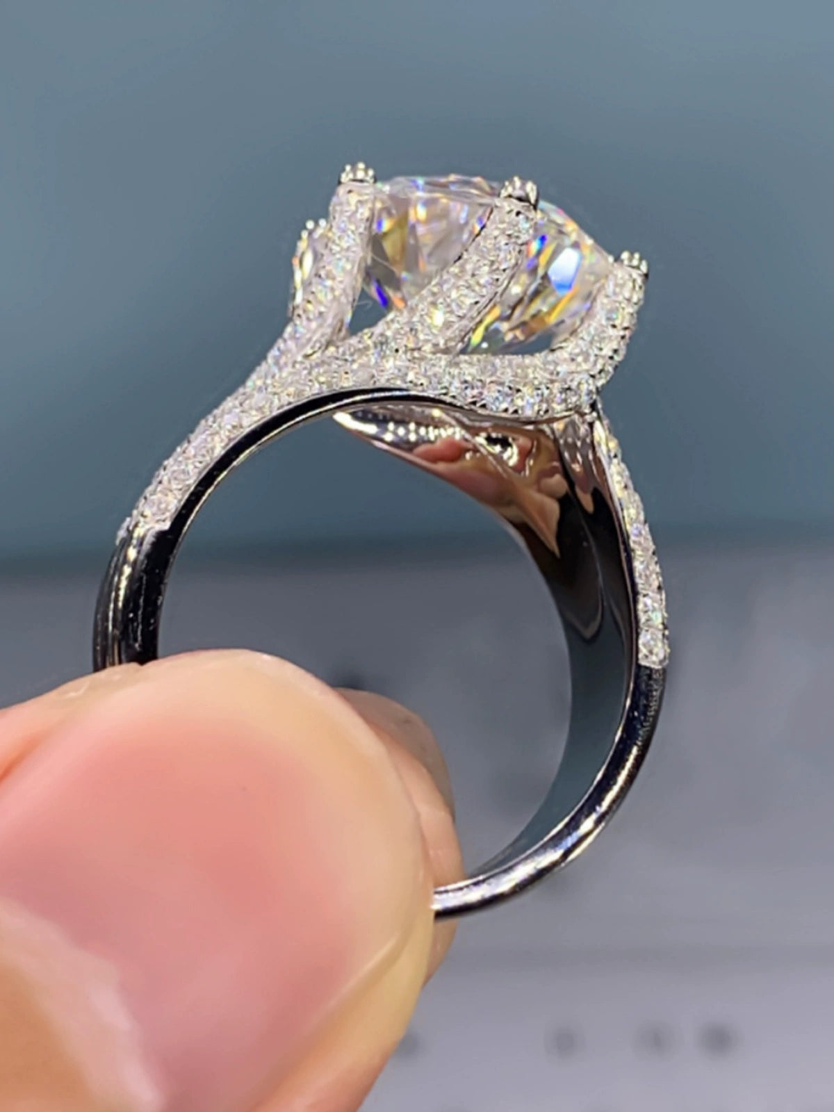 5 Karat Luxurious Cluster Moissanite Engagement Ring