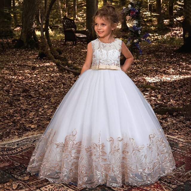 Puffy Flower Girl Dresses Hot Selling Layers Satin Bow Kids Princess Dress Bow Shoulder Kids First Communion Dresses