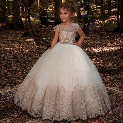 Puffy Flower Girl Dresses Hot Selling Layers Satin Bow Kids Princess Dress Bow Shoulder Kids First Communion Dresses