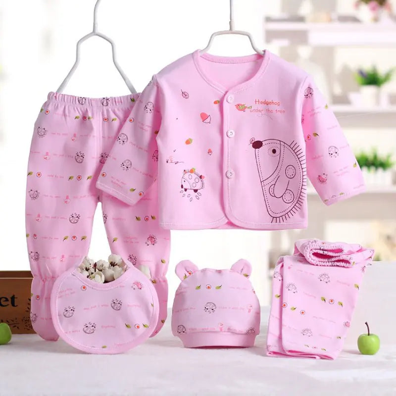 Children'S Clothing Baby Wool Hedgehog Newborn Set Pure Cotton Five 0-3M Baby Clothes Spring Autumn Pure Cotton Underwear Set