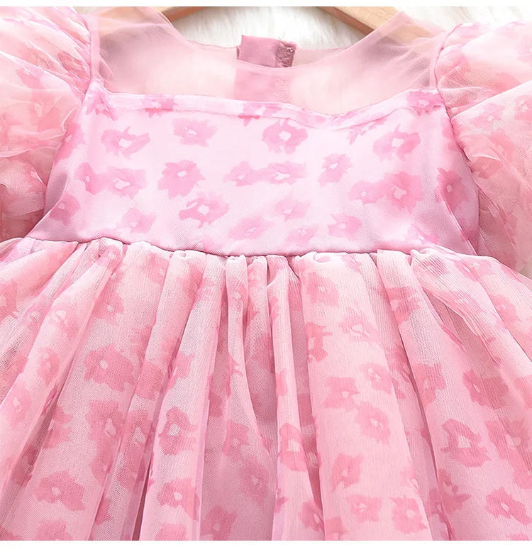 Girls' Pink Dress Summer 2024 New Children's Treasure Princess Dress Flower Girl Sweet Gentle Cute Designable Dresses