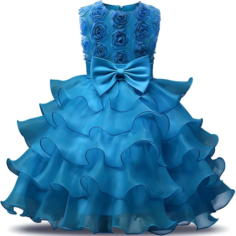 Children Luxury Party Formal Dress Wedding Birthday Kids Christmas Dresses Girls Lace Tutu Flower Girls