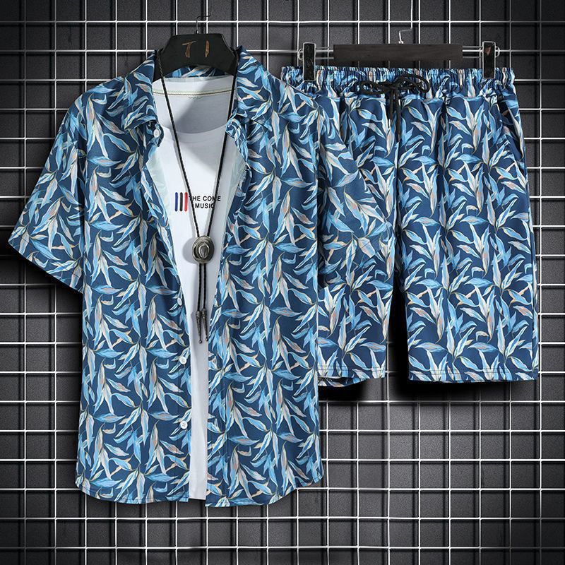 Beach Clothes Men 2 Piece Quick Dry Hawaiian Shirt and Shorts Set-men hawaian outfit set-Top Super Deals-8-M-Free Item Online