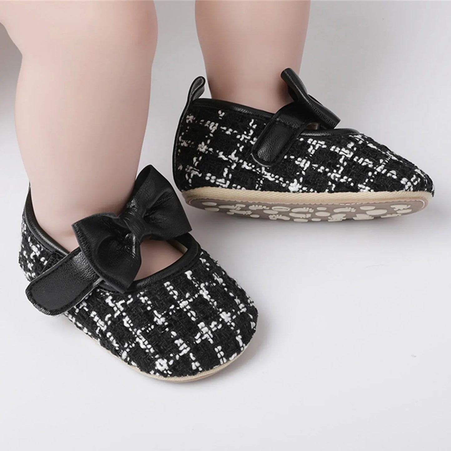 New Fashion Infant Baby Girls Single Shoes Plaid Bowknot First Walkers Shoes Toddler Party Sandals Soft Soled Princess Shoes