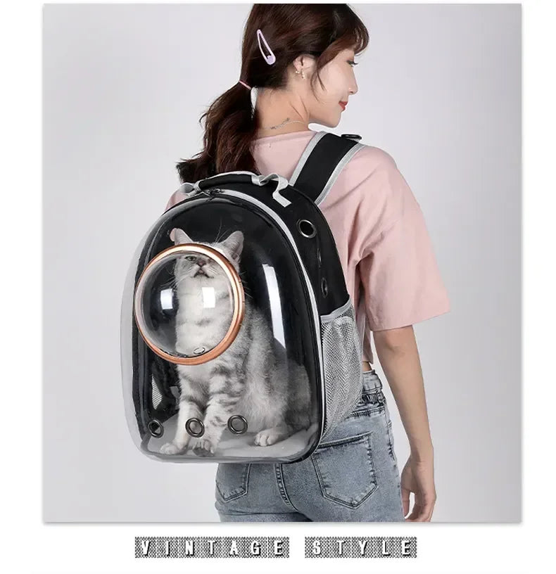 Transparent Capsule Pet Cat Backpack  Out Travel Portable Cat Accessories Breathable Cat Bag for Cats and Small Pet Dogs