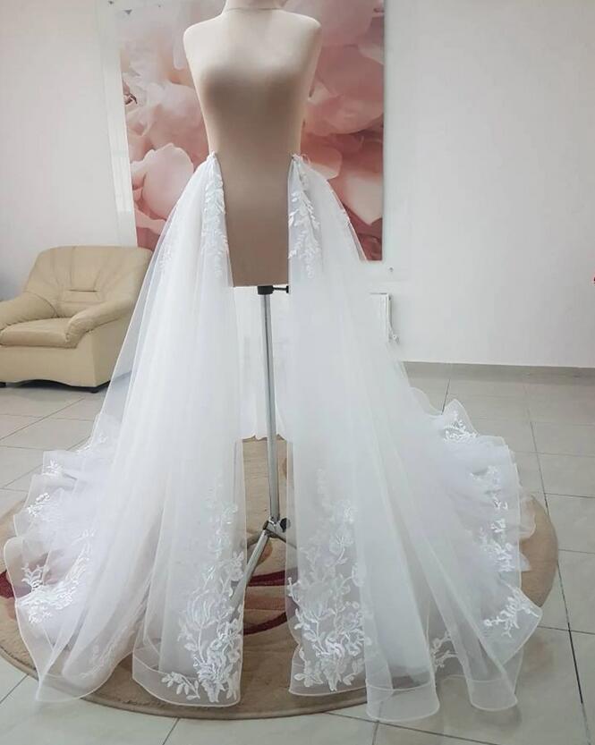 Detachable skirt wedding Overskirt Tulle Train Decorated lace Petticoat