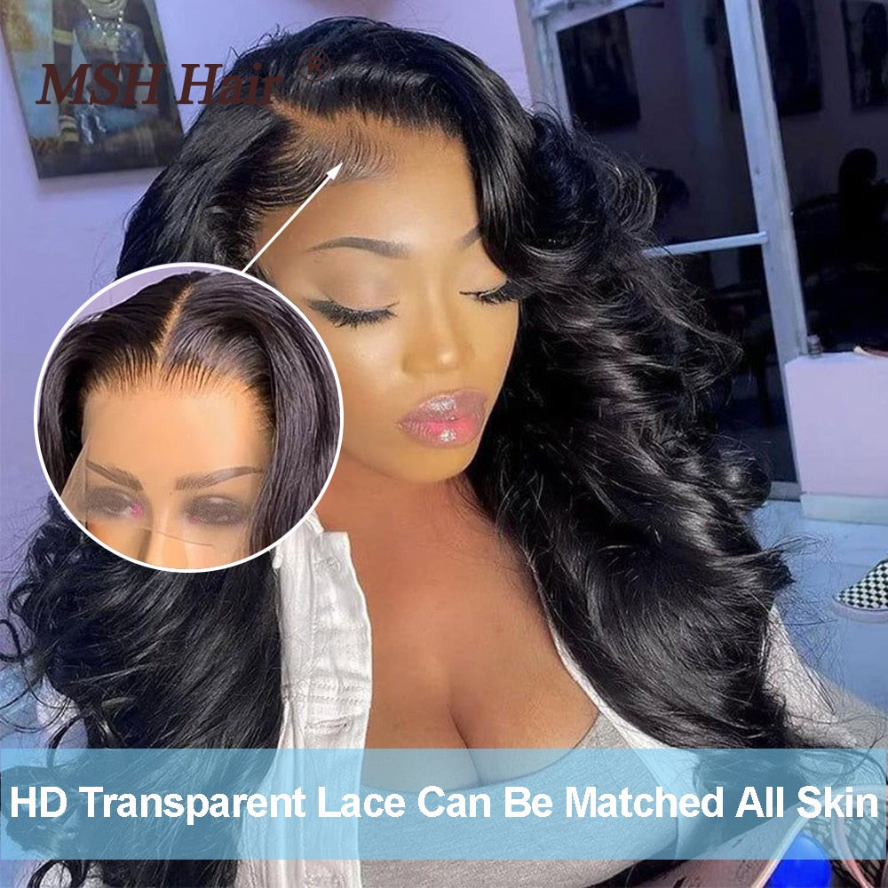 Lace Front Human Hair Wigs Brazilian Body Wave HD Transparent Women's Human Hair Closure Wig