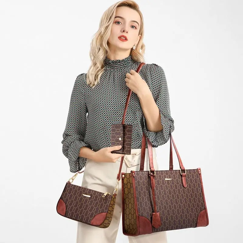 Fashion Three Piece Set Mother Bag Handheld Women's Bag One Shoulder Diagonal Straddle Bag Large Capacity