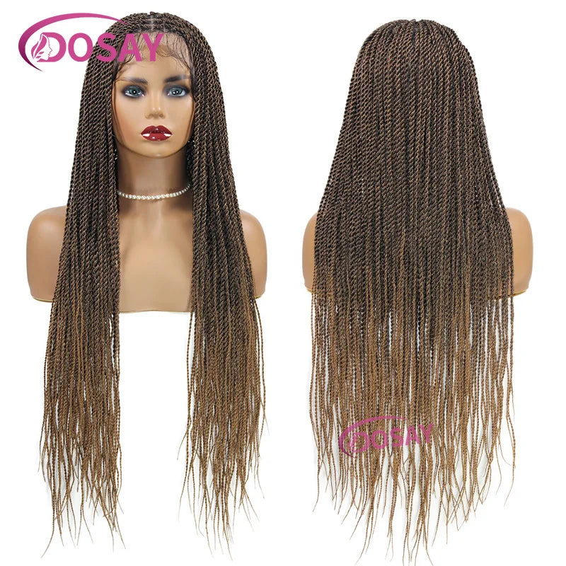 Twist Braided Wigs Box Braided Lace Front Wig For Black Women Synthetic Full Lace Frontal Wig Faux Locs Wig Goddess Braids Wigs