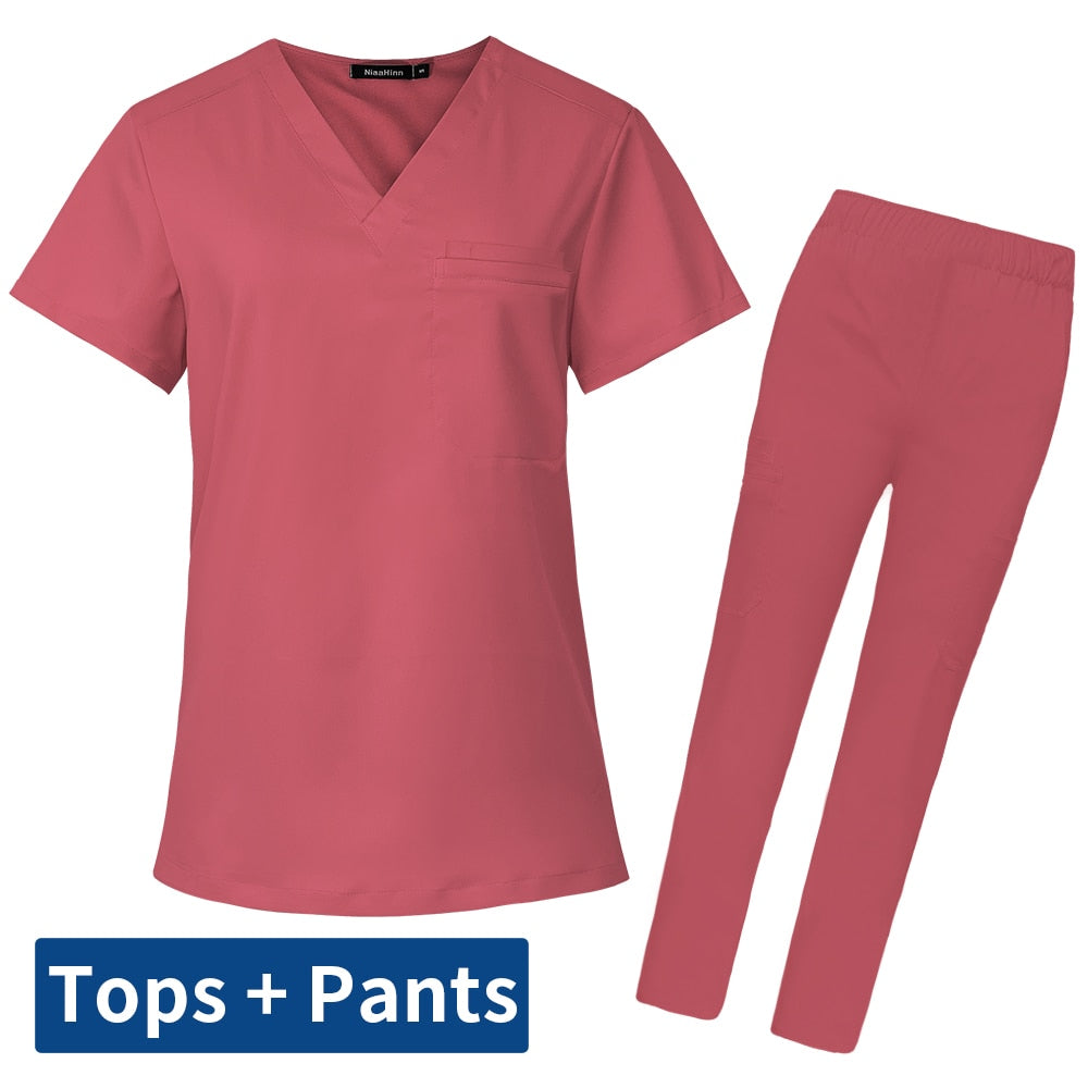 Scrubs Medical Uniform Clinic Hospital Doctor Overalls V-neck Fashion Scrub Pharmacy Nurse Clothes